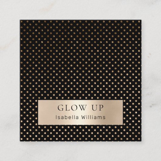 Moderne Punkte Schwarz Gold ( Imitat) Visitenkarte Vierkante Visitekaartje (Voorkant)