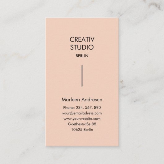 Moderne Pure Beige Schwarz Visitekaartje (Voorkant)