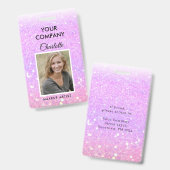 Moderne Purpel Glitter Medewerker Foto ID Badge (Voor- en achterkant)