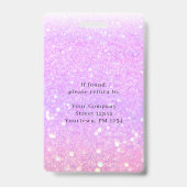 Moderne Purpel Glitter Medewerker Foto ID Badge (Achterkant)
