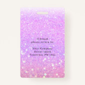 Moderne Purpel Glitter Medewerker Foto ID Badge (Achterkant)