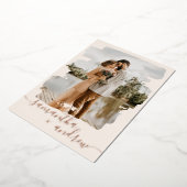 Moderne pushlijnscript 2 foto's bruiloft folie uitnodiging (Gedraaid)