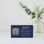 Moderne QR Blue RSVP voor bruiloft Informatiekaartje (Staand voorkant)