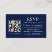 Moderne QR Blue RSVP voor bruiloft Informatiekaartje (Voorkant)
