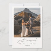 Moderne QR Code 2 Foto Net Getrouwd Huwelijk Aankondiging (Voorkant)