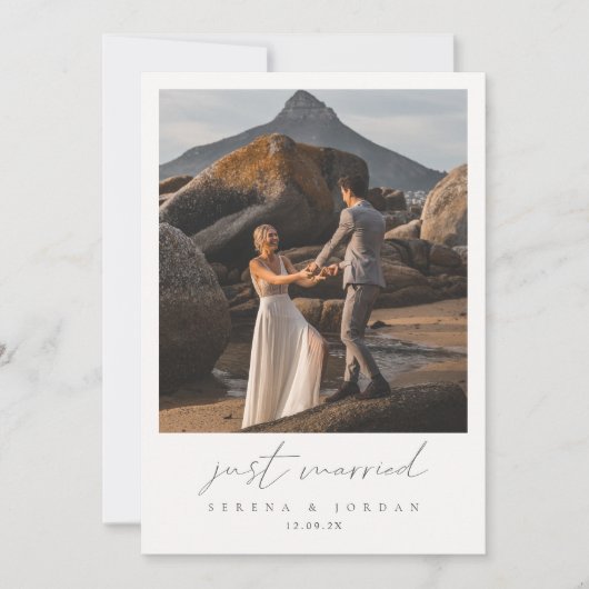 Moderne QR Code 2 Foto Net Getrouwd Huwelijk Aankondiging (Voorkant)