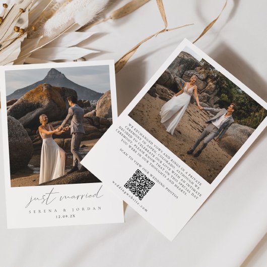 Moderne QR Code 2 Foto Net Getrouwd Huwelijk Aankondiging