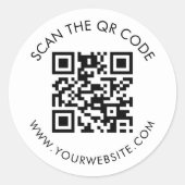 Moderne QR-code aangepaste tekstlabel Ronde Sticker (Voorkant)