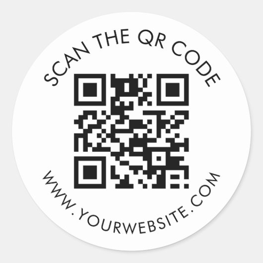 Moderne QR-code aangepaste tekstlabel Ronde Sticker (Voorkant)