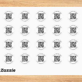 Moderne QR-code aangepaste tekstlabel Ronde Sticker