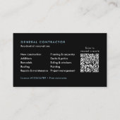 Moderne QR-code Aannemer/Bouwsector Visitekaartje (Achterkant)