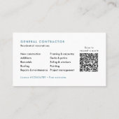Moderne QR-code Aannemer/Bouwsector Visitekaartje (Achterkant)