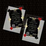 Moderne QR Code Art Deco Casino Nacht Trouwen Acryl Uitnodigingen<br><div class="desc">Deze Premium Acryl-uitnodigingen (twee afwerkingen om uit te kiezen: Clear of Frosted) zijn perfect voor het creëren van blijvende indrukken. Casino Royale en Roaring 20s thema kaart ontwerp. Het heeft een vorm met faux gold fleur-de-lis, Roaring 20's old Hollywood, speelkaartpakken, op een doorzichtige achtergrond. Gebruik de tool Personaliseren om uw...</div>