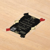 Moderne QR Code Art Deco Casino Nacht Trouwen Acryl Uitnodigingen (Laagn)
