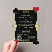 Moderne QR Code Art Deco Casino Night Bruiloft Acryl Uitnodigingen (Insitu (Draagbaar))