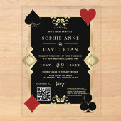 Moderne QR Code Art Deco Casino Night Bruiloft Acryl Uitnodigingen (Voorkant)