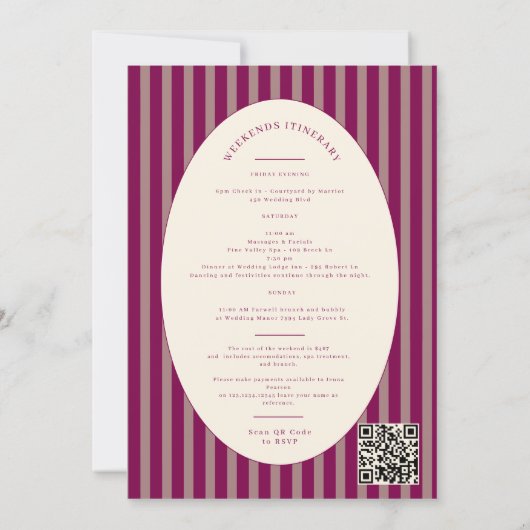 Moderne QR-code Bachelorette-weekendprogramma Kaart (Achterkant)