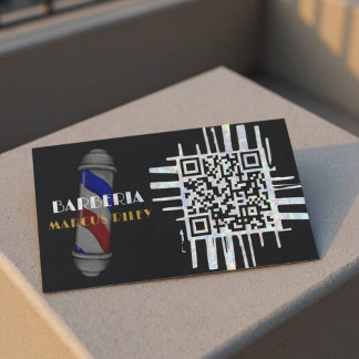 Moderne QR Code Barber Aanpasbaar Kaartontwerp Visitekaartje