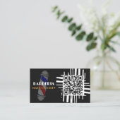 Moderne QR Code Barber Aanpasbaar Kaartontwerp Visitekaartje (Staand voorkant)
