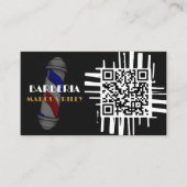 Moderne QR Code Barber Aanpasbaar Kaartontwerp Visitekaartje (Voorkant)