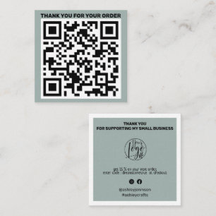Moderne QR-code bedankt dat je een groen bestelt Vierkante Visitekaartje