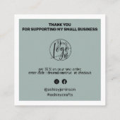 Moderne QR-code bedankt dat je een groen bestelt Vierkante Visitekaartje (Achterkant)