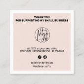 Moderne QR-code bedankt dat u de wazige roze beste Vierkante Visitekaartje (Achterkant)