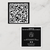 Moderne QR-code bedankt dat u zwart wit bestelt Vierkante Visitekaartje (Voorkant / Achterkant)