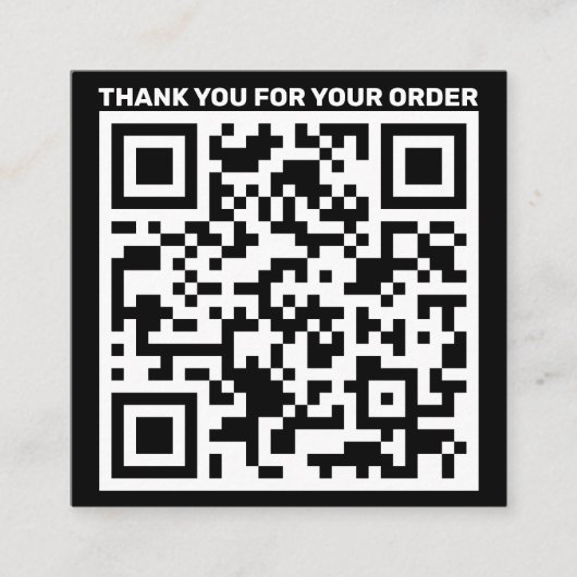 Moderne QR-code bedankt dat u zwart wit bestelt Vierkante Visitekaartje (Voorkant)