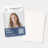 Moderne QR-code Bedrijfs Pasje Blauw Badge (Voor- en achterkant)