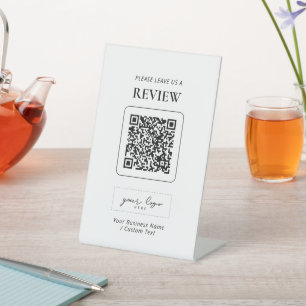 Moderne QR-code bedrijfsbeoordeling Reclamebord Met Voetstuk