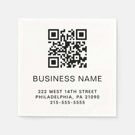 Moderne QR-code Bedrijfsnaam of Logo Servet (Voorkant)