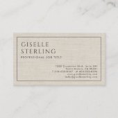 Moderne QR-code Beige Linnen Zakelijk Luxe  Visitekaartje (Voorkant)