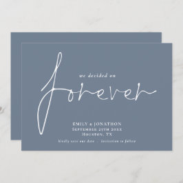 Moderne QR Code Besloten op Forever Dusty Blue Save The Date