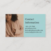 Moderne QR Code Blauw en Muesli bruin Eenvoudig Visitekaartje (Achterkant)