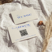 Moderne QR Code Blauw Retro Frans Whimsical Bruilo RSVP Kaartje