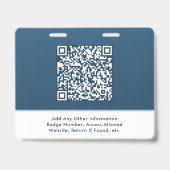 Moderne QR Code Blauwe Event Toegangs-ID Badge (Achterkant)