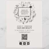 Moderne QR Code Blush Zwart 3 Diensten Spa Menu (Achterkant)