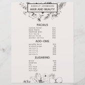 Moderne QR Code Blush Zwart 3 Diensten Spa Menu (Voorkant)