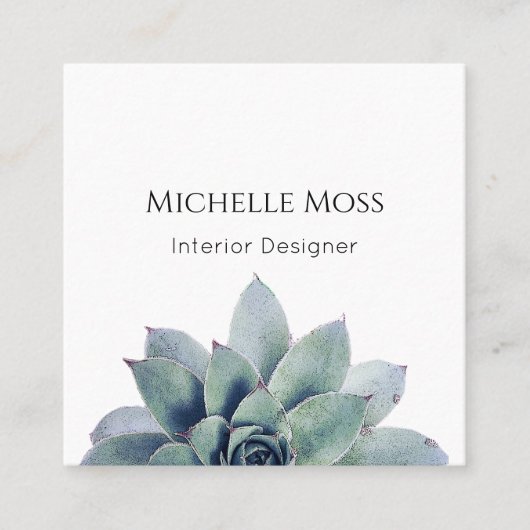 Moderne QR-code Botanisch groen Trendy Vierkante Visitekaartje (Voorkant)