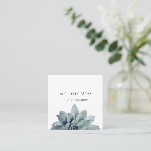 Moderne QR-code Botanisch groen Vierkante Visitekaartje (Staand voorkant)