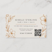 Moderne QR-code Botanische Bloemen Koper Taupe Visitekaartje (Achterkant)
