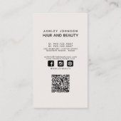 Moderne QR Code Botanische Blush en Zwart Visitekaartje (Achterkant)