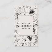 Moderne QR Code Botanische Blush en Zwart Visitekaartje (Voorkant)