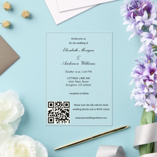 Moderne QR-code bruiloft Acryl Uitnodigingen (Insitu (Huwelijk))