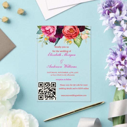 Moderne QR-code bruiloft Acryl Uitnodigingen (Insitu (Huwelijk))