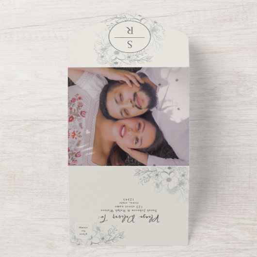 Moderne QR-code bruiloft All In One Uitnodiging (Buitenkant)