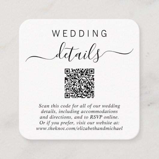 Moderne QR-code bruiloft details Informatiekaartje (Voorkant)