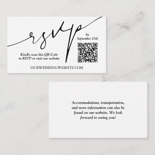 Moderne QR-code bruiloft Informatiekaartje (Voorkant / Achterkant)
