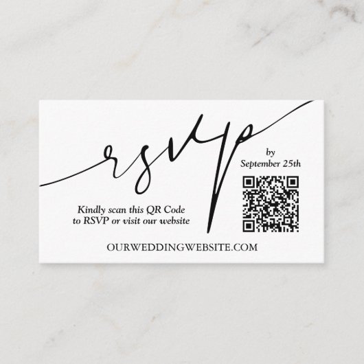 Moderne QR-code bruiloft Informatiekaartje (Voorkant)